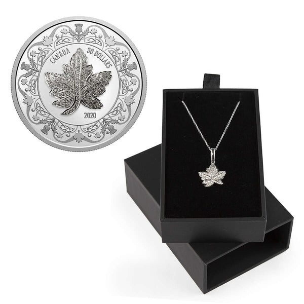 2020 $30 Canadian Maple Leaf Brooch Legacy - Pure Silver Coin & Pendant Set Default Title