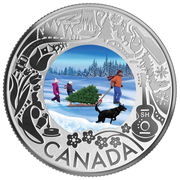 2019 $3 Celebrating Canadian Fun and Festivities: Christmas Tree - Pure Silver Coin Default Title
