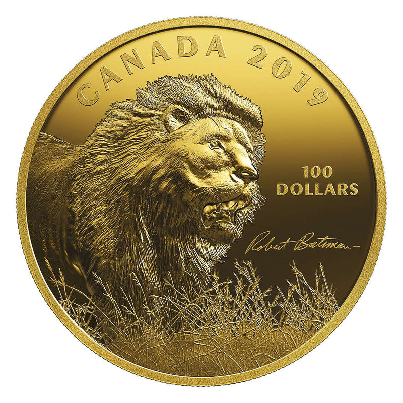 2019 $100 Robert Bateman: Into the Light - Lion - Pure Silver Coin