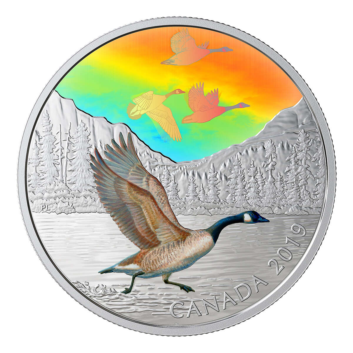 2019 $30 Majestic Birds in Motion: Canada Geese - Pure Silver Coin with Sub Case Default Title