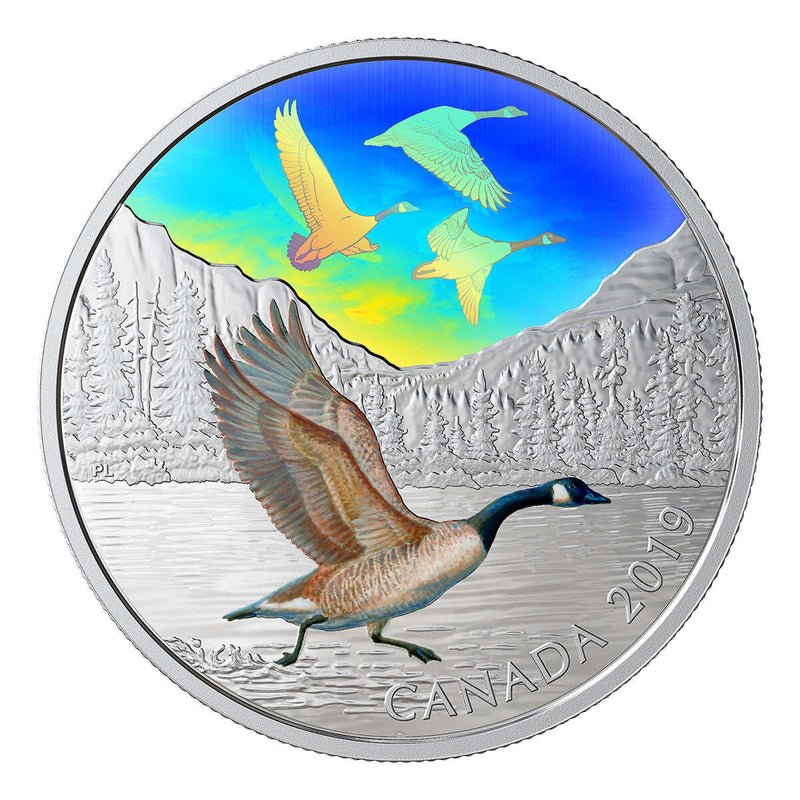 2019 $30 Majestic Birds in Motion: Canada Geese - Pure Silver Coin with Sub Case Default Title
