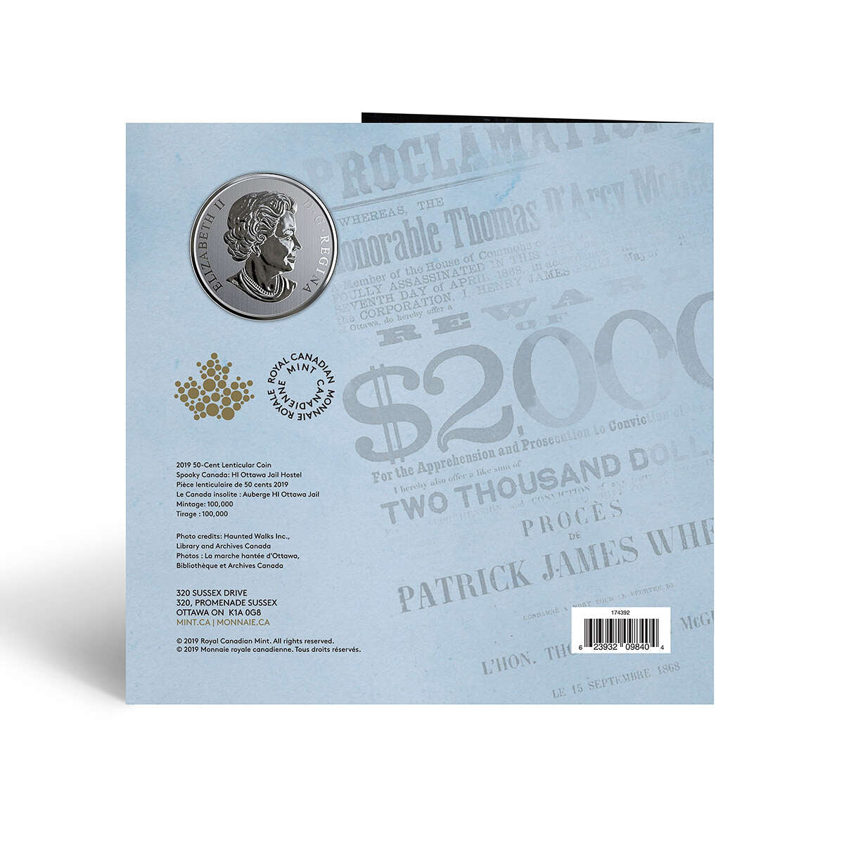 2019 50 Cent Spooky Canada: HI Ottawa Jail Hostel - Lenticular Coin Default Title