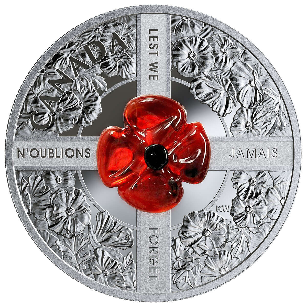 2019 $20 Lest We Forget - Pure Silver Coin with Murano Glass Default Title