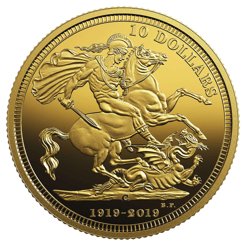 2019 $10 The 1919 Sovereign: 100th Anniversary of the Last Issue - Pure Gold Coin Default Title