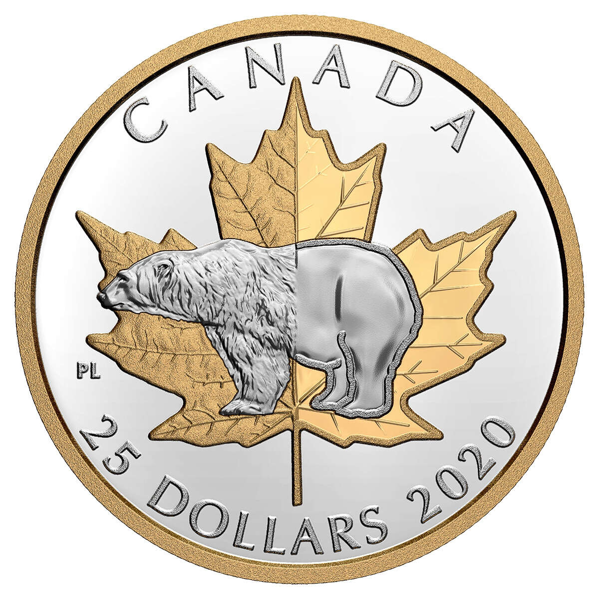 2020 $25 Timeless Icons: Polar Bear - Pure Silver Piedfort Coin Default Title