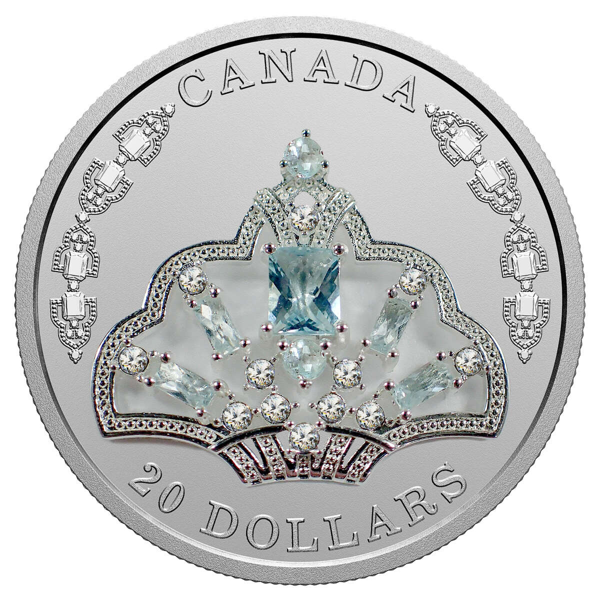 2020 $20 Her Majesty Queen Elizabeth II's Brazilian Aquamarine Tiara - Pure Silver Coin Default Title