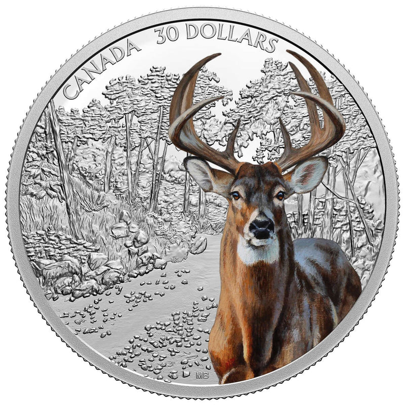2021 $30 Imposing Icons: White-Tailed Deer - Pure Silver Coin (SINGLE) Default Title