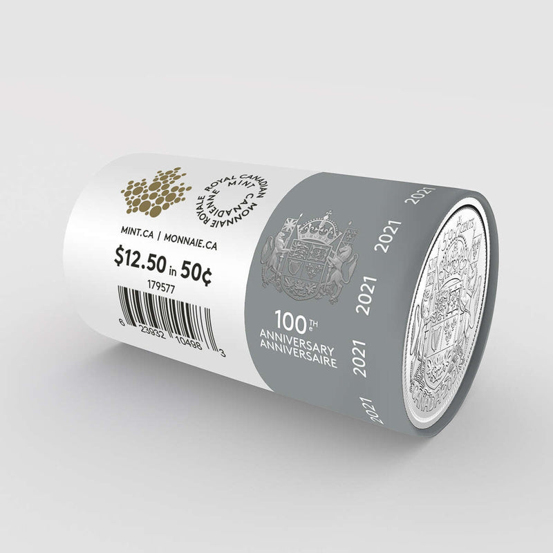 2021 50-Cent 100th Anniversary of Canada's Coat of Arms Limited Edition Special Wrap Roll Default Title