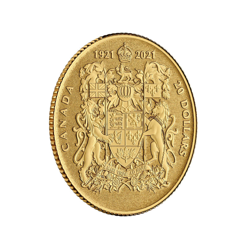 2021 $20 100th Anniversary of Canada's Coat of Arms - Pure Gold Coin