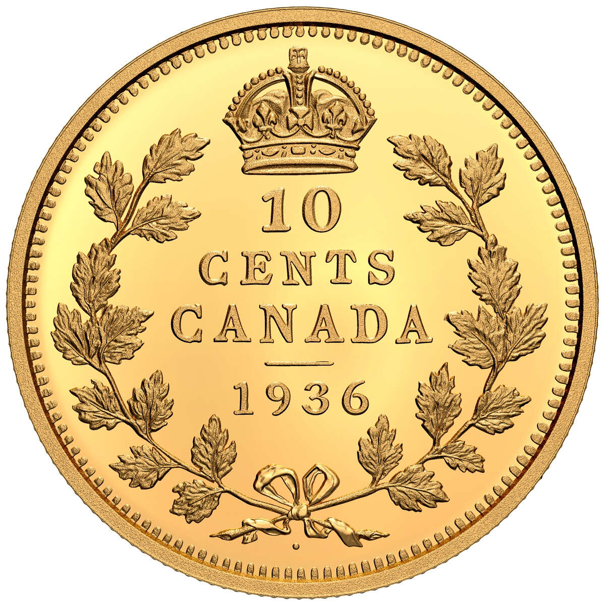 2021 10c Canada's Rarest Coins: 1936 Dot 10 Cents - Pure Gold Coin Default Title