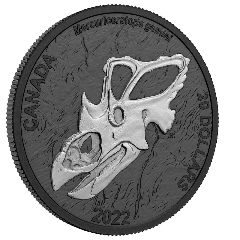 2022 $20 Discovering Dinosaurs: Mercury's Horned Face - Pure Silver Coin