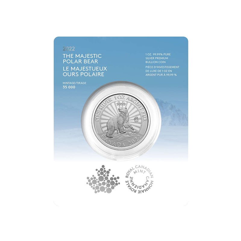 2022 $5 The Majestic Polar Bear - Pure Silver Coin