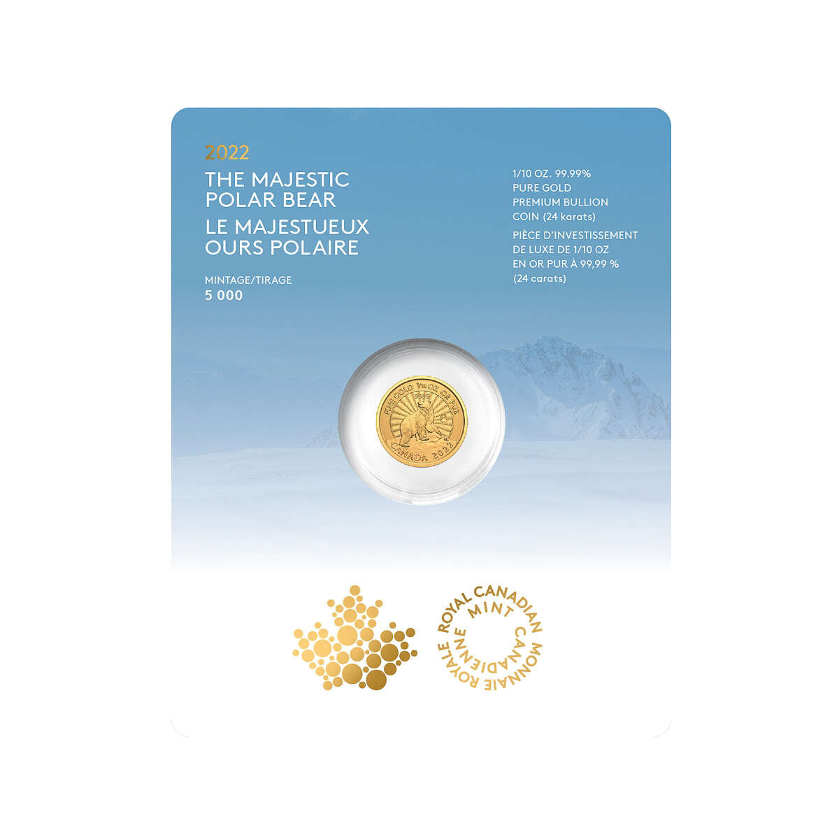 2022 $5 The Majestic Polar Bear - Pure Gold Coin Default Title