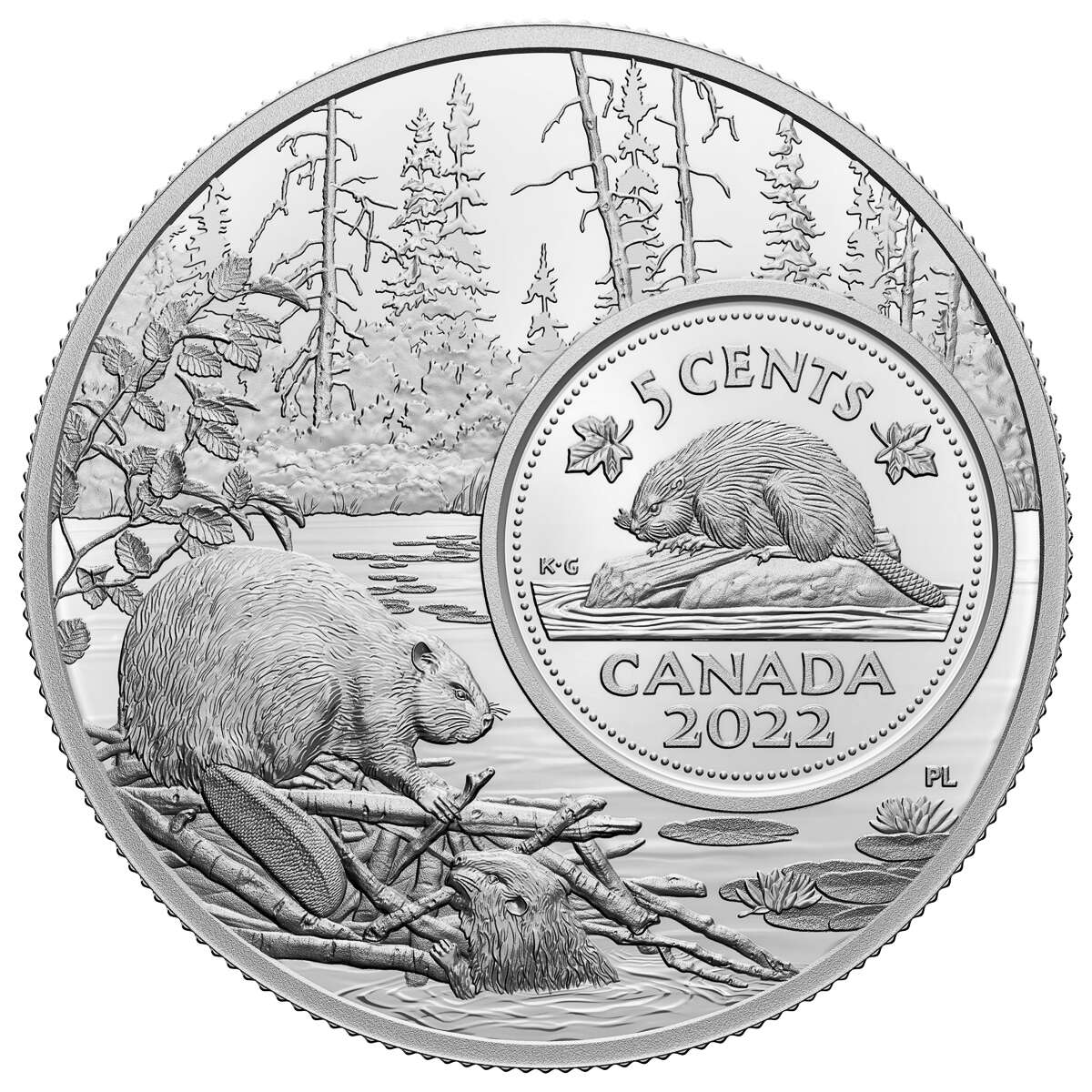 2022 5c The Bigger Picture: The Beaver - Pure Silver Coin Default Title