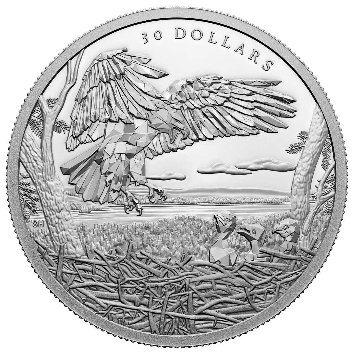 2022 $30 Multifaceted Animal Family: Bald Eagles - Pure Silver Coin Default Title