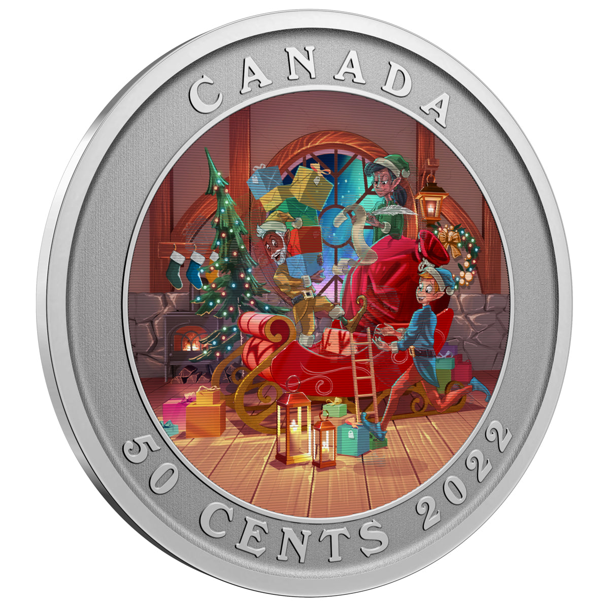 2022 50 Cent Santa's Sleigh Lenticular Coin