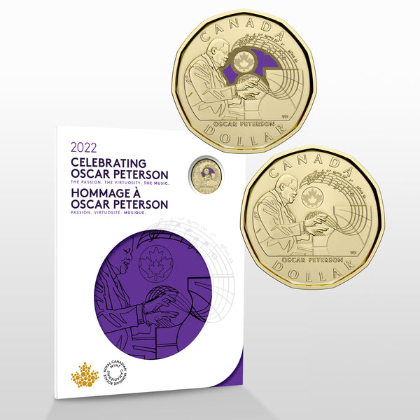 2022 Canadian $1 Celebrating Oscar Peterson Coloured Loonie