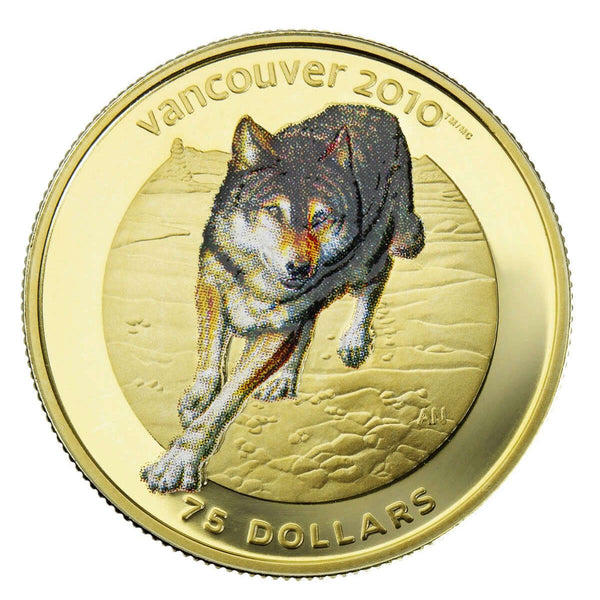 2009 $75 Vancouver 2010 Olympic Winter Games: Wolf - 14-kt. Gold Coin Default Title