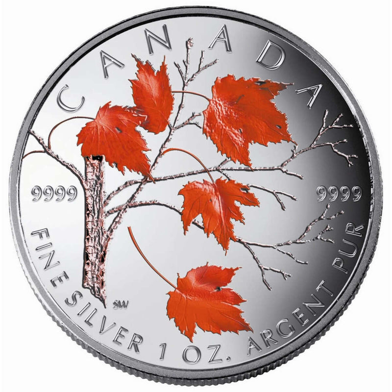 2004 $5 Coloured Maple Leaf: Winter - Pure Silver Coin Default Title