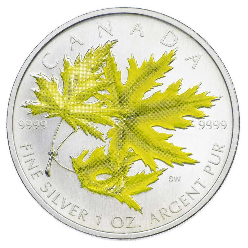 2006 5 Coloured Maple Leaf Silver Maple Pure Silver Coin