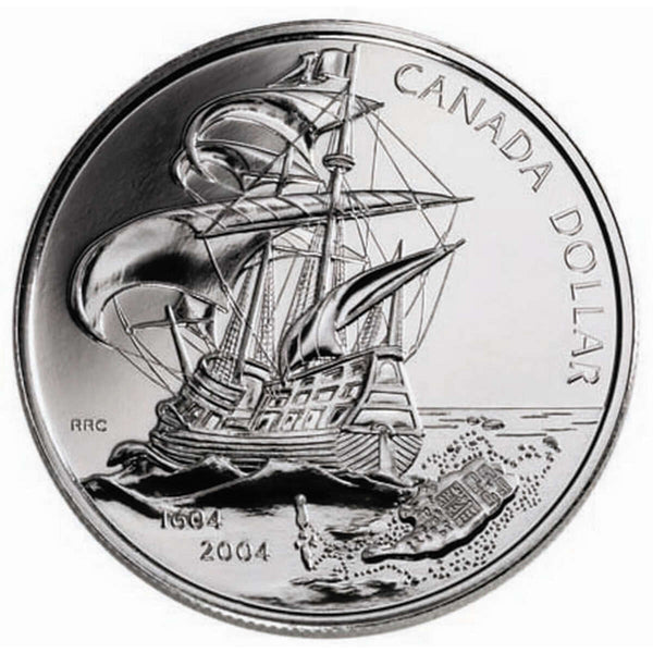 2004 $1 French Settlement, 400th Anniversary - Pure Silver Dollar B.U.