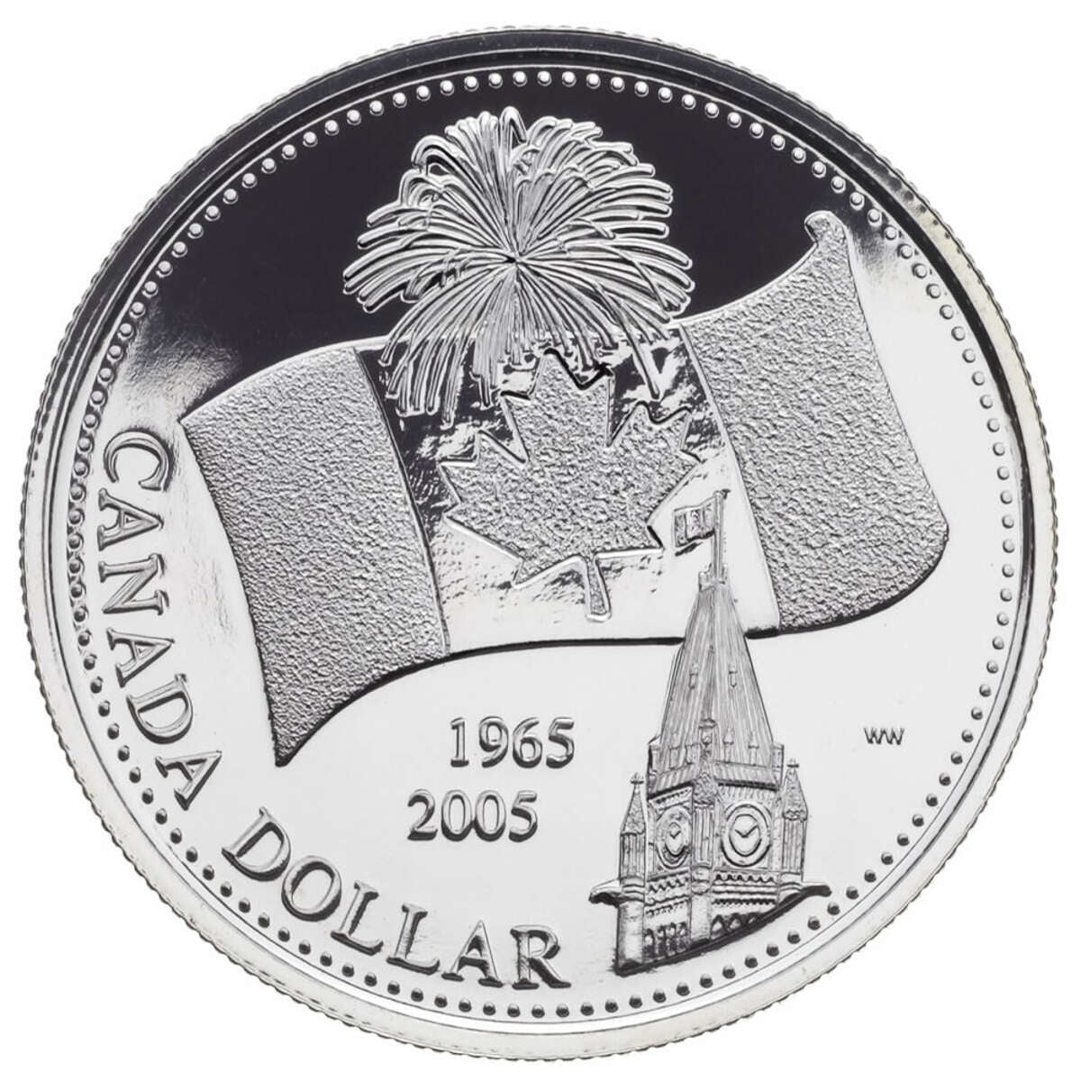 2005 $1 Canada's National Flag, 40th Anniversary - Pure Silver Dollar B.U. Default Title