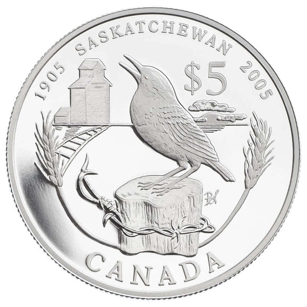 2005 $5 Saskatchewan Centennial - Pure Silver Coin