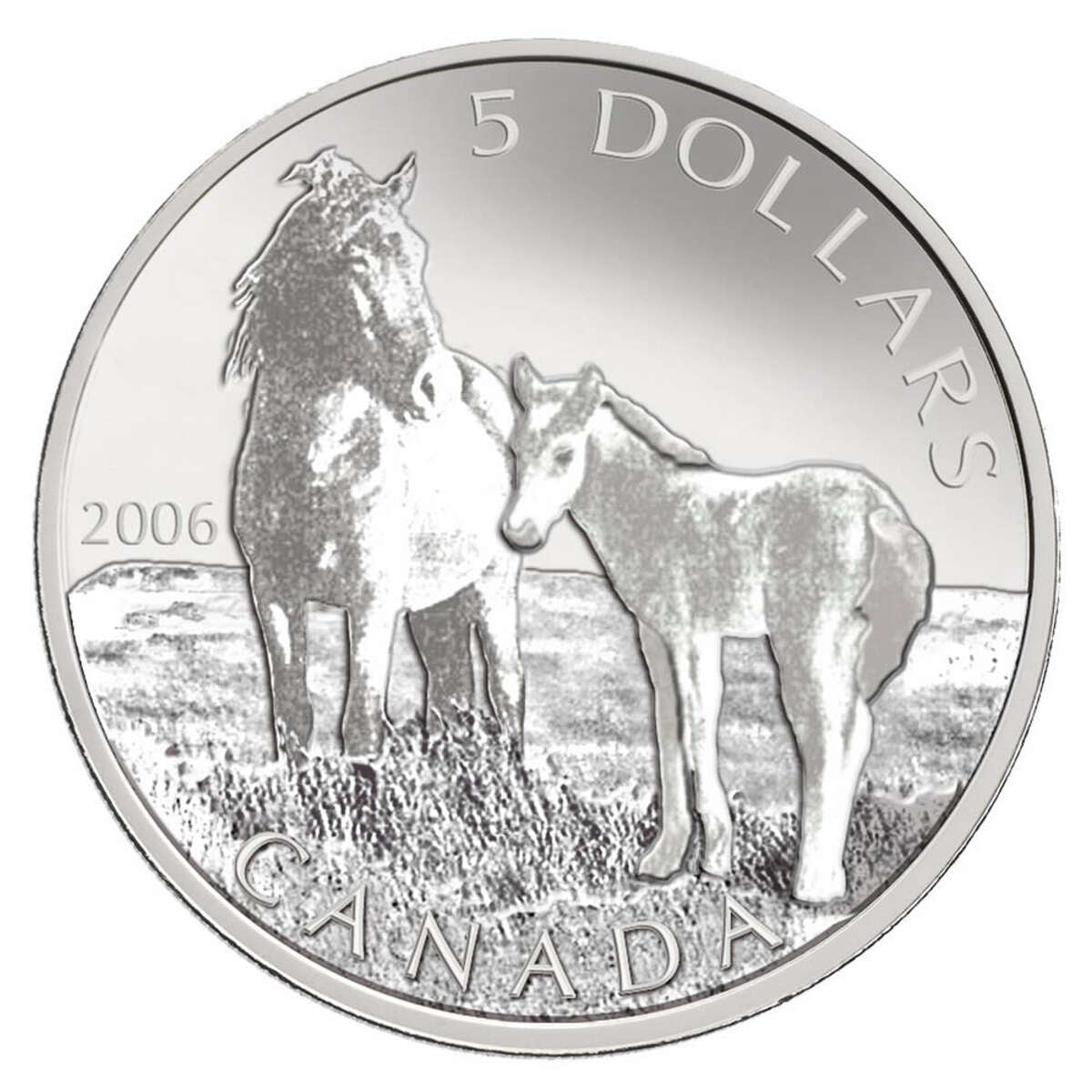 2006 $5 Canadian Wildlife: Sable Island Horse and Foal - Pure Silver Coin & Stamp Set Default Title