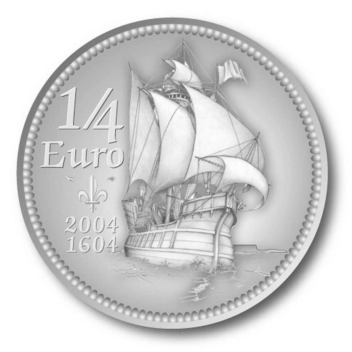 2004 $1 and 1/4 Euro Ile Sainte-Croix Silver Coins and Stamps Set