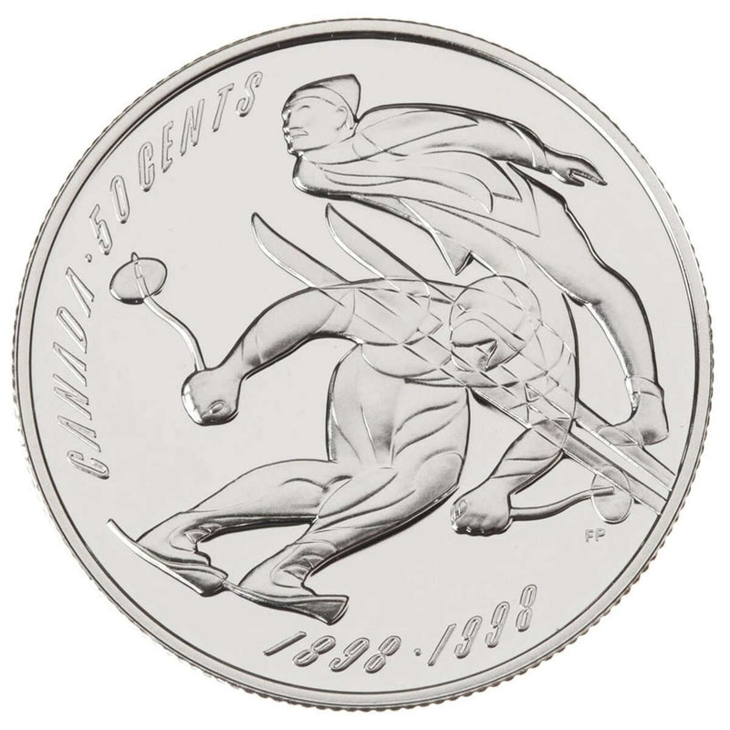 1998 50c Canadian Sports Firsts: First Canadian Ski Running/Ski Jumping Championship - Sterling Silver Coin Default Title