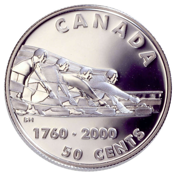 2000 50c Canadian Sports Firsts: Introduction of Curling to North America - Sterling Silver Coin Default Title