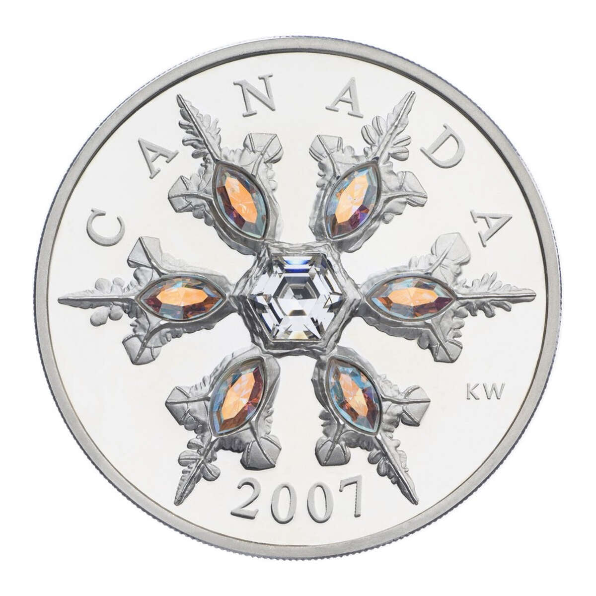 2007 $20 Iridescent Crystal Snowflake - Sterling Silver Coin