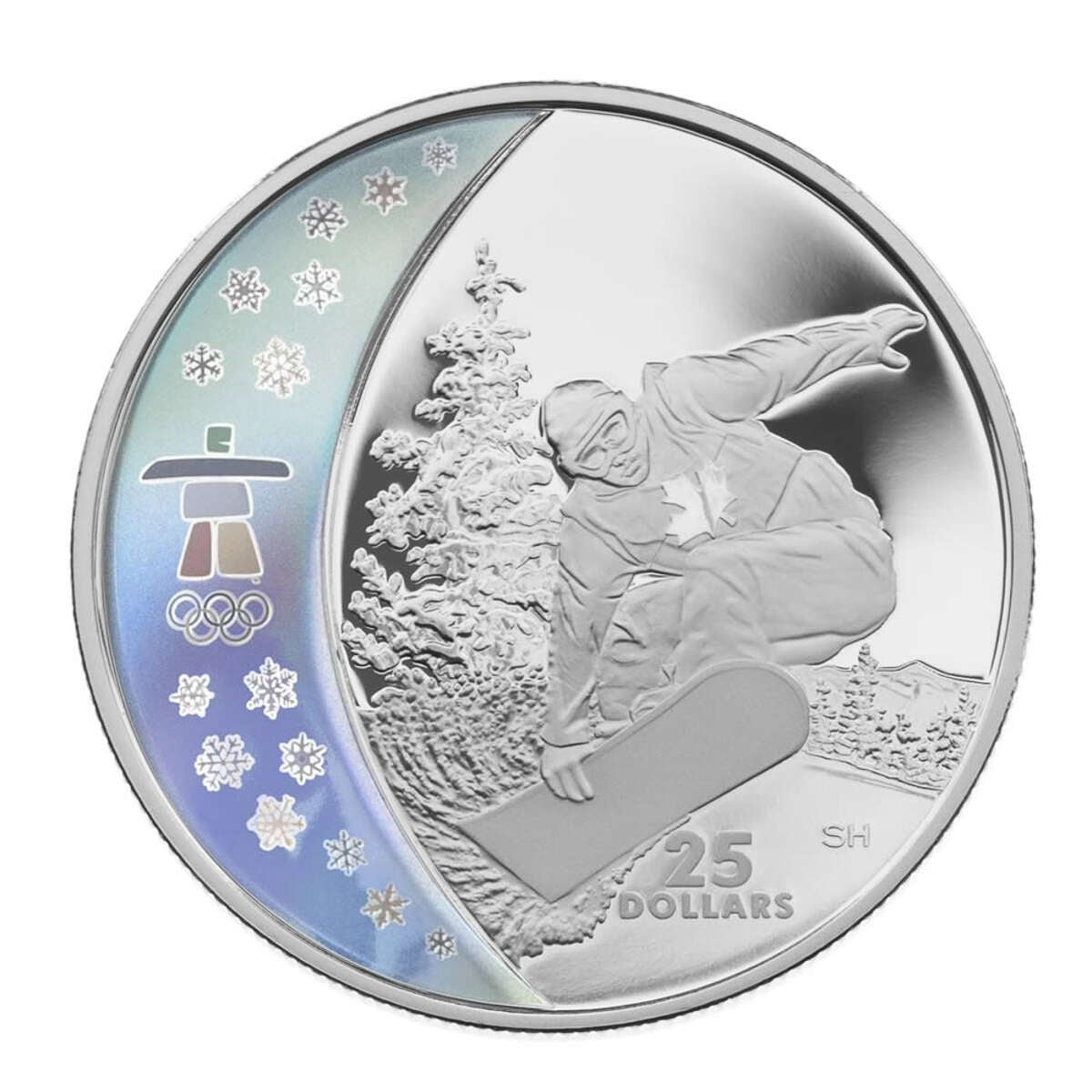 2008 $25 Vancouver 2010 Olympic Winter Games: Snowboarding - Sterling Silver Hologram Coin Default Title