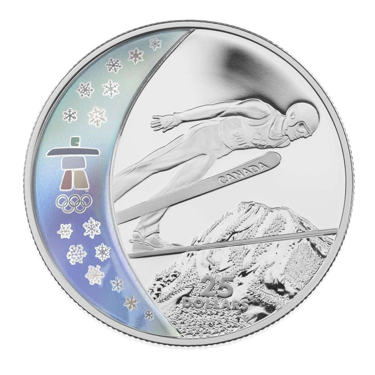 2009 $25 Vancouver 2010 Olympic Winter Games: Ski Jumping - Sterling Silver Hologram Coin Default Title