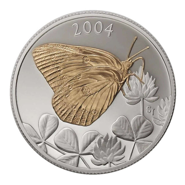 2004 50c Clouded Sulphur Butterfly - Sterling Silver Coin