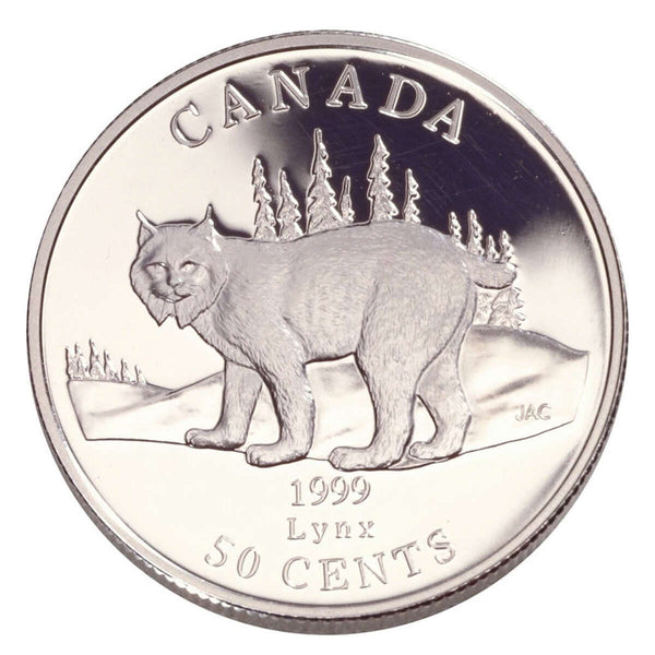 1999 50c Cats of Canada: Lynx - Sterling Silver Coin Default Title