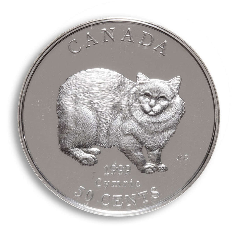 1999 50c Cats of Canada: Cymric - Sterling Silver Coin Default Title
