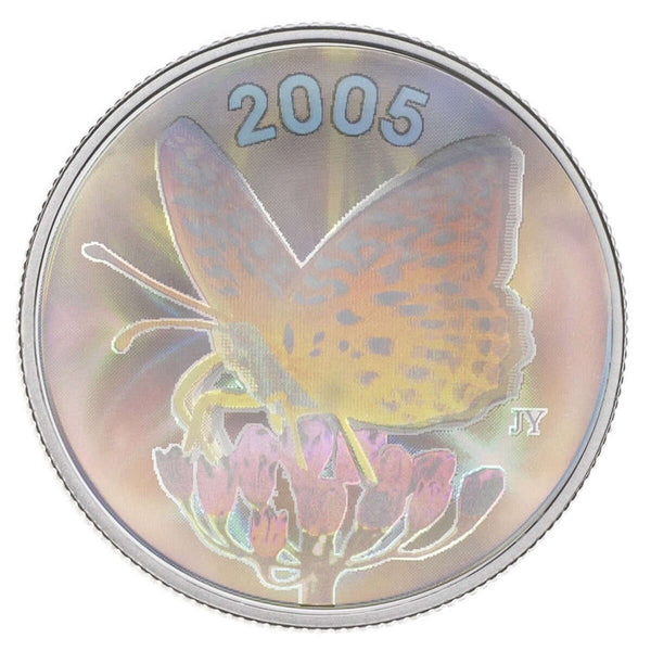 2005 50c Spangled Fritillary Butterfly Sterling Silver Coin