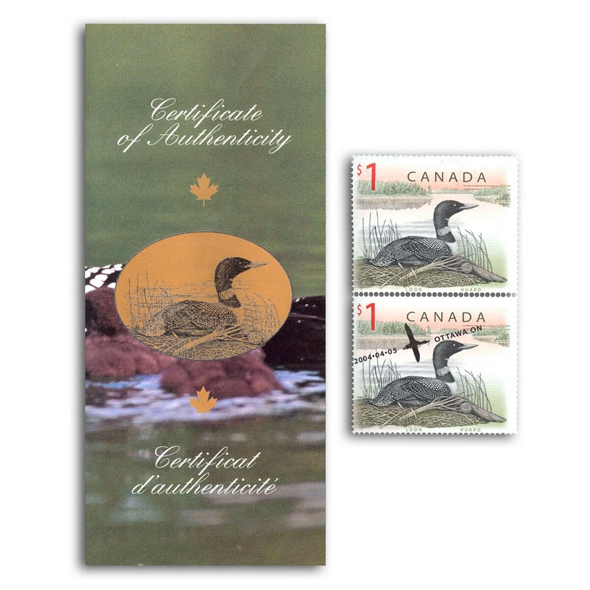 2004 $1 Elusive Loon Limited-Edition Coin & Stamp Set Default Title