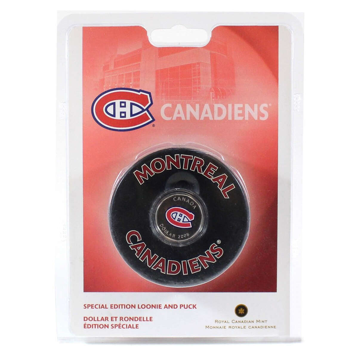 2008 $1 Montreal Canadiens: NHL Coloured Coin and Puck