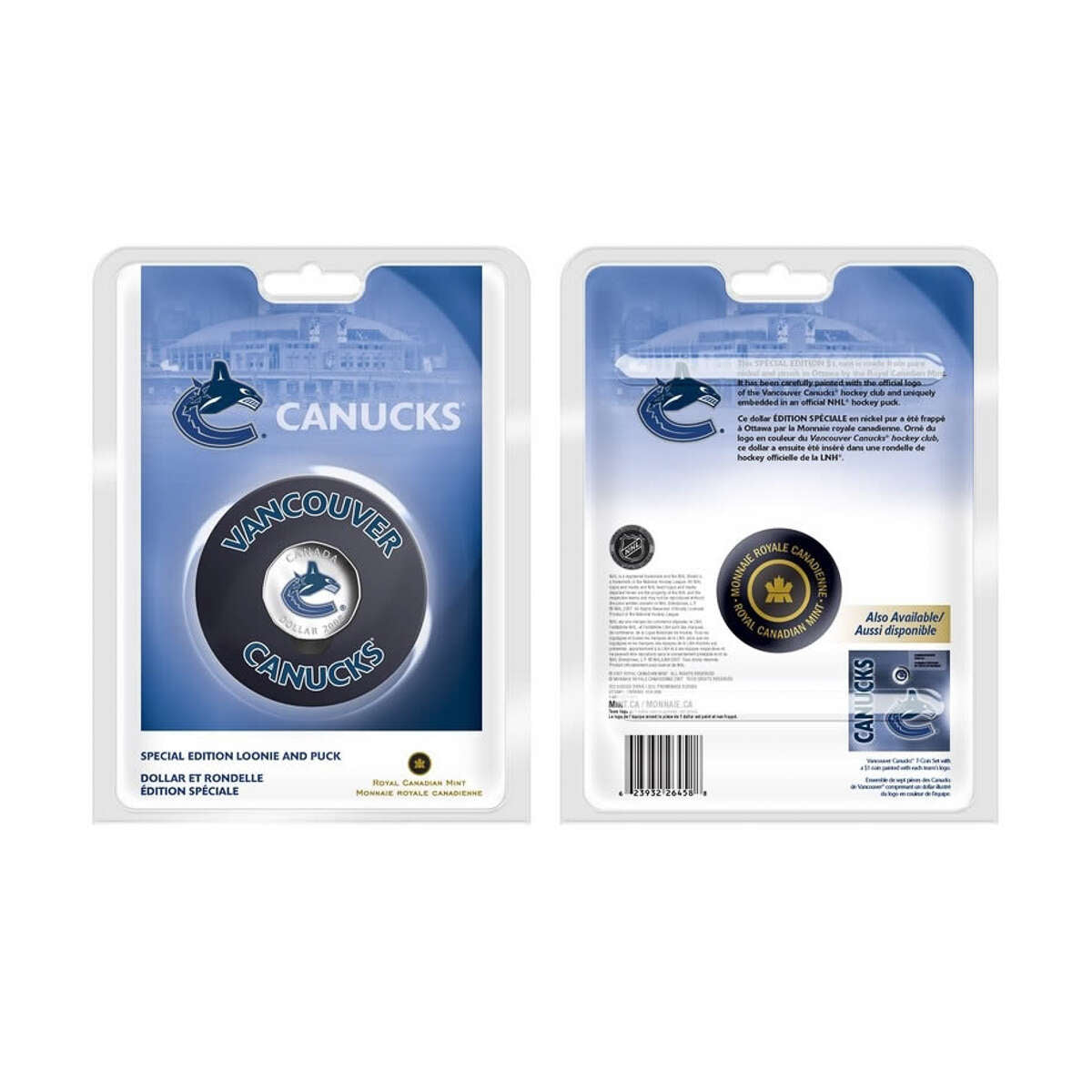 2008 $1 Vancouver Canucks: NHL Coloured Coin and Puck