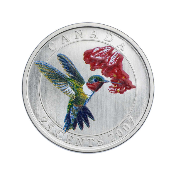 2007 25c Birds of Canada: Ruby-Throated Hummingbird - Coloured Coin Default Title