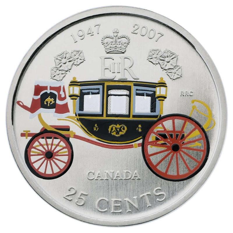 2007 25c Elizabeth II and Prince Philip, 60th Wedding Anniversary - Coloured Coin