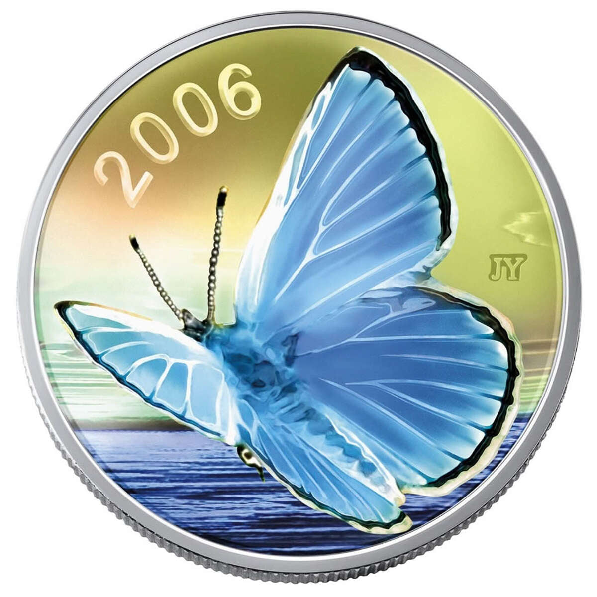 Silver Coin Blue 2006 50c Silvery Blue Butterfly - Sterling Silver Coin