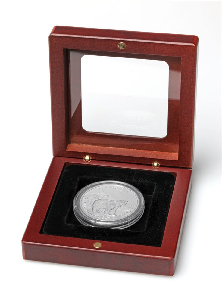 Wooden Coin Case with Glass Lid