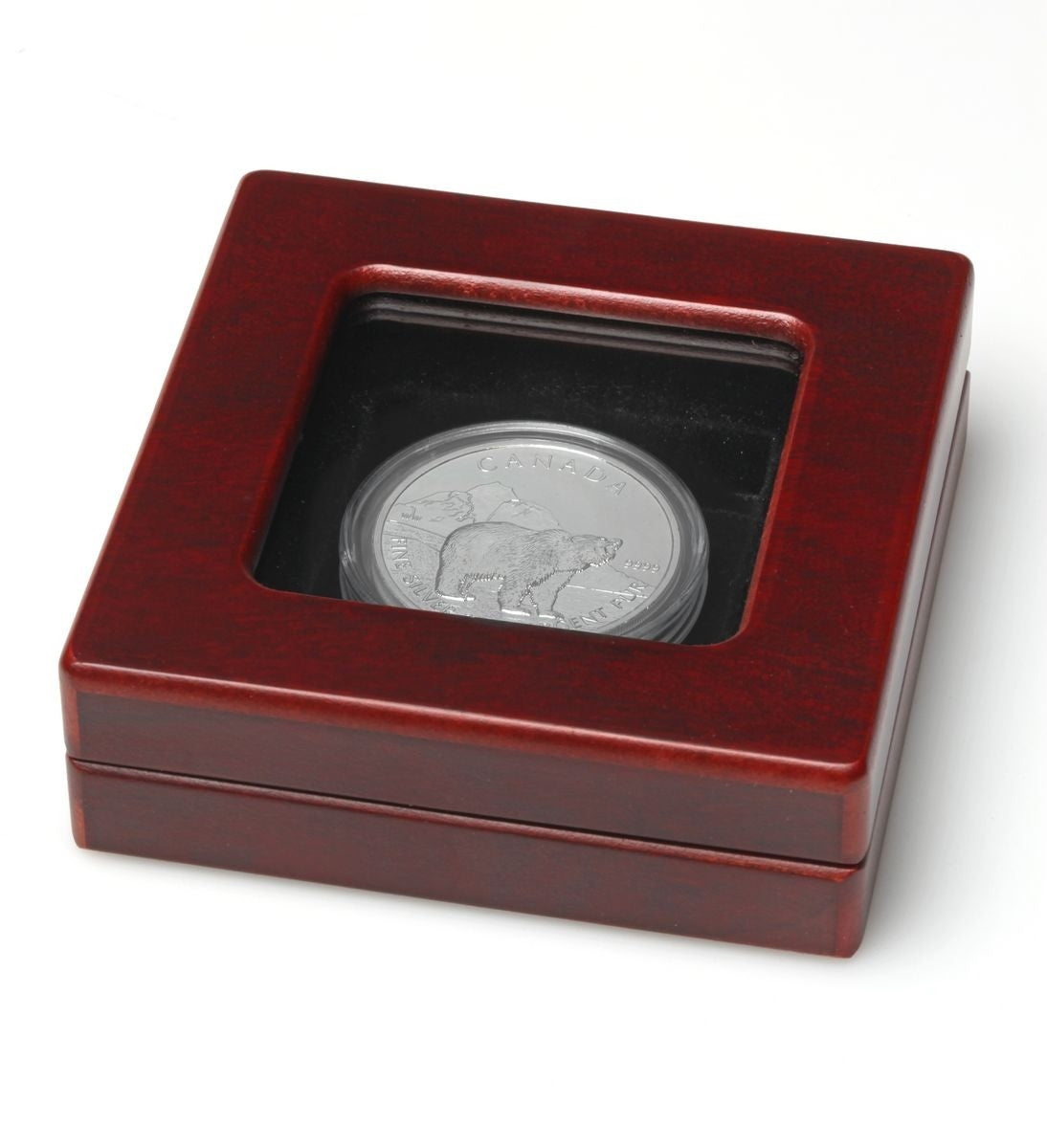 Wooden Coin Case with Glass Lid