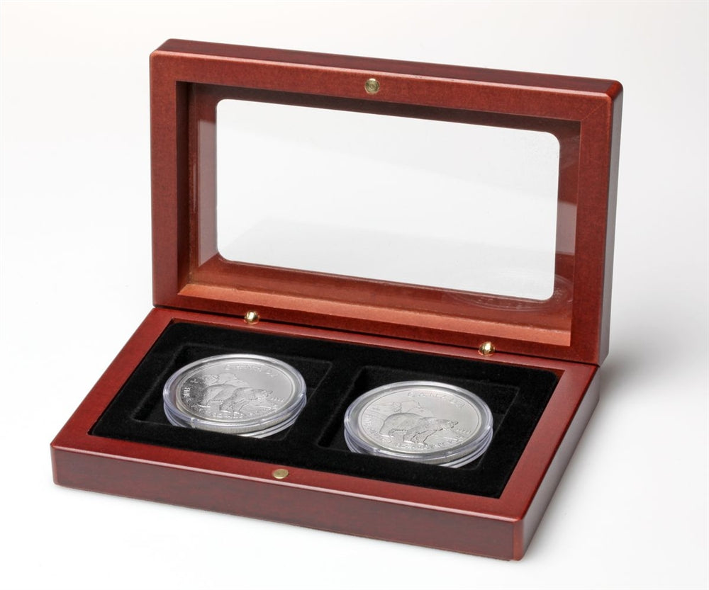 Wooden Coin Case with Glass Lid