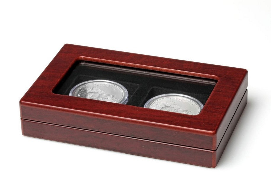 Wooden Coin Case with Glass Lid