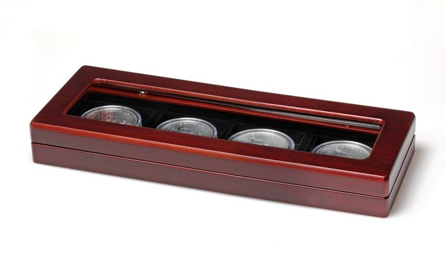 Wooden Coin Case with Glass Lid