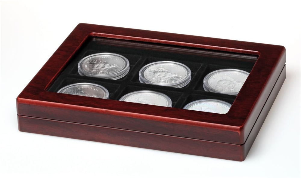 Wooden Coin Case with Glass Lid